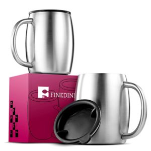 Top High quality stainless steel coffee mugs with handle and lid