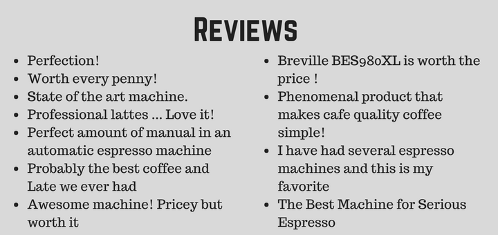 Breville BES980XL Reviews - What people think about the best espresso maker under $2000